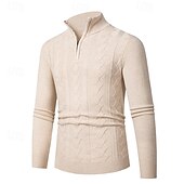 preiswerte Herrenpullover-Herren Pullover Pullover mit Viertelreißverschluss Strickpullover Zopfmuster Stricken Normale Oberteile Gestrickt Einfach Viertelreißverschluss Mode Lässig Urlaub Alltagskleidung Bekleidung Herbst