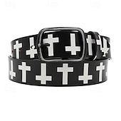 cheap Men&#039;s Belt-Men&#039;s Belt Waist Belt Black White Dermis Alloy Durable Adjustable Cross Outdoor Daily