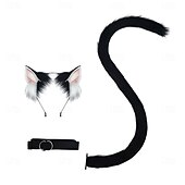 baratos Acessórios de penteados-Faixa de cabeça com orelhas de gato realistas e conjunto de cauda – orelhas de animais peludos feitas à mão, acessórios de cosplay de gato para convenções, cosplay, festas e Halloween