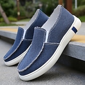voordelige Slip-On Casual Schoenen-Blauwe instappers van imitatieleer en breisel voor heren – casual, ademende wandelschoenen voor dagelijks gebruik en reizen