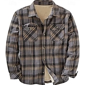 economico camicie di flanella-Per uomo Plaid Camicia di flanella Sopracamicia Manica Lunga Camicia Collo ripiegato Streetwear Quotidiano Stampa Giallo Chiaro Rosso+Grigio+Nero Nero + grigio scuro + blu navy Blu Arancione Bottonato