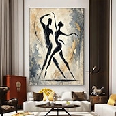 baratos Pinturas de Pessoas-Pintura a óleo feita à mão em tela, arte de parede, decoração, personagem de dança abstrata simples para decoração de casa, moldura esticada, pintura pendurada/pintura enrolada sem moldura, não