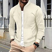 economico Giubbotti Casual-Per uomo Giacca Leggera Giacca a nido d&#039;ape Giacca Casual Vacanza Quotidiano Traspirante Tasca Primavera Autunno Semplice Moda Classico Collo alla coreana Regolare Nero Bianco Blu Cachi Grigio Giacca