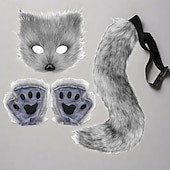abordables Accesorios para el peinado del cabello-Conjunto de cola de zorro con cinturón ajustable y antifaz seductor: conjunto de disfraz de cosplay, ropa fetiche, atuendo sexy para juegos de rol para Halloween, fiestas y presentaciones.