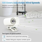 halpa lämmitys &amp; jäähdytys-USB-ladattava tehokas jäähdytystuuletin nopea pöytäklipsituuletin puettava vyötärötuuletin 100 nopeusasetuksella portaaton säätö ulkokäyttöön ja toimistokäyttöön