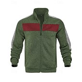 preiswerte Lässige Jacken-Herren Freizeitjacke Collegejacke Urlaub Täglich Atmungsaktiv Tasche Frühling Herbst Farbblock Mode Klassisch Stehkragen Regulär Schwarz Rote Grün Hellgrau Dunkelgray Jacken