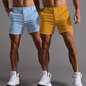 olcso munka rövidnadrág-Férfi Rövidnadrágok Chino Shorts Bermuda nadrág Strand rövidnadrág Munkanadrág Zseb Sima Mokaszinok Rövid Szabadtéri Hétköznapi Napi Szabadság Stílusos Fekete + sötétkék Sötétszürke+fekete