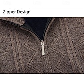 baratos suéter cardigã masculino-Homens Sueter Cardigan Suéter Cortado Suéter com zíper Suéter de malha Estriado Tricotar Tops regulares Tosão Tecido Colarinho Chinês Moda Clássico Férias Roupa Diária Roupa Outono Inverno Vermelho
