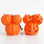 お買い得  ハロウィン室内-ハロウィンかぼちゃランタン 光る装飾小道具 3頭ミュータントかぼちゃランタン 雰囲気のある飾りランプ 1個