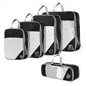 cheap Luggage &amp; Travel Storage-Compression Travel Packing Cubes Set for Luggage Storage and Backpack Organizer, Expandable Mesh Travel Bags, 5-Piece Set for Space Saving and Organizing Clothes