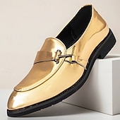 billige Loafers-herresko i skinnende gull – metalliske slip-on-sko til bryllup, kveldsgallaer og forestillinger