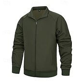 economico Giubbotti e cappotti da uomo-Per uomo Giacca in Pile Giacca Casual Vacanza Quotidiano Traspirabilità Tasca Primavera Autunno Semplice Moda Classico Collo alla coreana Regolare Nero Cachi Verde militare Grigio Giacca