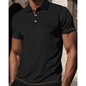 preiswerte Klassisches Poloshirt für Herren-Herren Golfshirt Golf Poloshirts Arbeit Lässig Revers Kurzarm Basic Modern Einfach Knöpfe Jacquard Sommer Frühling Normale Passform Schwarz Weiß Marineblau Blau Dunkelgray Hellblau Golfshirt