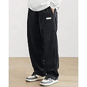 baratos calça casual-Homens Calças de Veludo Calças Calça casual Bolsos Cintura elástica Com Cordão Tecido Conforto Esportes Diário Moda Casual Preto Branco Micro-Elástica