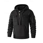 preiswerte Basic-Hoodies für Herren-Herren Kapuzensweatshirt Viertelreißverschluss Kapuzensweatshirt Schwarz Armeegrün Marineblau Khaki Hellgrau Mit Kapuze Einfach Tasche Kordelzug Sport &amp; Outdoor Täglich Ferien Polyester Streetwear