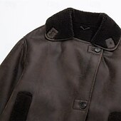 preiswerte Kunstlederjacken-Damen Fleecejacke Freizeitjacke Wildlederweste Winddicht Warm Tasche Mode Modern Lässig Einfarbig Ausgehen Wochenende Einreihig Regulär Revers Normale Passform Langarm Oberbekleidung Braun Beige