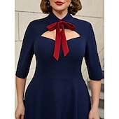 cheap Dresses-Retro Vintage 1950s Rockabilly Midi A Line Dress Flare Dress Plus Size A-Line Women&#039;s Vacation Homecoming Party &amp; Evening Adults Dress Spring &amp; Summer