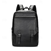 preiswerte College-Rucksäcke-Herren-Rucksack aus Vintage-Kunstleder – Business- und Reisetasche mit großem Fassungsvermögen, Schnallenriemen und Laptopfach