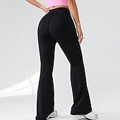 זול חותלות וגרביונים ליוגה-בגדי ריקוד נשים טייץ שלושת רבעי חותלות יוגה כיס בקרת בטן מותניים גבוהים חדר כושר ריקוד אתלטיקה תחתיות צבע אחיד שחור סתיו ספורט לבוש אקטיבי גזרה צמודה