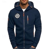 economico felpe con cappuccio da uomo di base-Per uomo Felpa con cappuccio Felpa con cappuccio a zip intera Nero Bianco Blu marino Grigio chiaro Grigio scuro Con Cappuccio Stampa Con zip Patchwork Sport &amp; Outdoor Quotidiano Ferie Poliestere