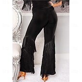 baratos Roupa de Dança Latina-Calças femininas para dança latina – Calças elásticas de cintura alta para prática de dança de salão, para rumba e cha-cha &amp;samba, roupa de performance com bainha larga