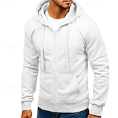 economico Felpa con cappuccio in pile-Per uomo Felpa con cappuccio Felpa con cappuccio a zip intera Felpa con cappuccio in pile Nero Bianco Verde militare Rosso Borgogna Con Cappuccio Semplice Con zip Tasca Sport &amp; Outdoor Casuale