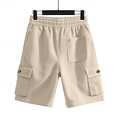 baratos Shorts de moletom-Homens Bermuda Cargo Calças de Veludo Shorts de moletom Calção Bermudas Cintura elástica Tecido Conforto Esportes Comprimento do joelho Ao ar livre Ioga Casual Férias Estilo Étnico Preto Branco Sem
