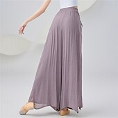 abordables Tenues de danse de salon-Pantalon d&#039;entraînement de danse en coton et lin pour femme – pantalon ample et fluide pour la danse classique &amp;répétition de danse moderne, pantalon d&#039;entraînement long taille haute