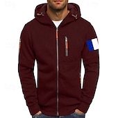 abordables sweats à capuche basiques pour hommes-Homme Sweat à capuche Sweat à capuche zippé intégral Veste de survêtement Noir Blanche Vin Vert Véronèse bleu marine À capuche Uni Zip Up Patchwork Poche Avant Sport &amp; Loisir Occasionnel Quotidien