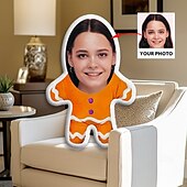 abordables Cadeaux personnalisés-Coussin personnalisé avec photo de Noël coussin visage minime humanoïde amusant cadeau de Noël pour lui et elle poupée mini moi