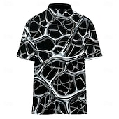 halpa Miesten geometrinen poolo-Miesten Abstrakti Geometrinen Polo Lyhythihainen Poolopaidat Kauluskäänne Vapaa-aika Katu Urheilu- ja treenivaatteet Ulkoiluvaatteet Arki-asut 3D-tulostus Napit Kesä Musta Valkoinen Laivaston sininen