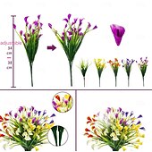 economico Piante e Fiori Artificiali-Confezione da 20 gigli artificiali Kara da esterno, fiori finti in plastica con protezione UV per giardino, veranda, cortile, ufficio, cornice di finestre, scrivania e decorazione per la casa –