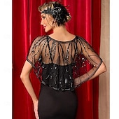 billige Sjalkappe-kvinners 1920-talls sjal sjal paljetter flapper kveldssjal for kvinner Gatsby-tilbehør til Harlem-kvelden