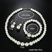 abordables Parures de Bijoux-Ensembles de bijoux de mariée 1 ensemble boucles d&#039;oreilles en alliage de perles d&#039;imitation collier bracelets ensemble de bijoux élégant pour femme pour fête de mariage occasion spéciale