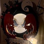 お買い得  ハロウィンのリースとフラワー装飾-ハロウィーンの悪夢のようなカボチャのリース、恐ろしいカボチャのコウモリと墓地のガーランドの装飾、屋内、屋外、壁、クローゼット、フェンス、窓、農家用