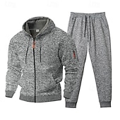 economico Tute basic-Per uomo Tuta da Ginnastica Set di abiti Set di felpe con cappuccio Felpa con Cappuccio All&#039;aperto Quotidiano Sportivo Con zip Tasca Coulisse Semplice Rosso bordeaux Blu Grigio chiaro Poliestere