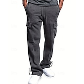voordelige Joggingbroeken-Multi-pakketten 3 stuks Voor heren Zwart + grijs + blauw Joggingbroek met wijde pijpen Broek Elastische taille Trekkoord Effen Vakantie Alledaagse kleding Polyester Lente