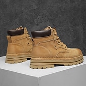 economico Stivali da lavoro-stivali da lavoro in pelle scamosciata color cuoio da uomo – stivaletti casual con lacci per l'escursionismo, il lavoro agricolo e l'uso quotidiano