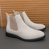 abordables Bottes de Chelsea-Bottines Chelsea blanches pour homme, idéales pour l&#039;automne et l&#039;hiver : élégantes et faciles à enfiler, idéales pour les professionnels urbains et les tenues décontractées élégantes.