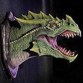 levne Halloween-Socha draka s LED kouřovým efektem, 3D nástěnná umělecká závěsná socha pro zahradu nebo domácí dekoraci