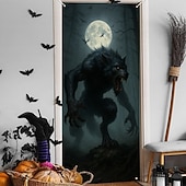 Недорогие Хэллоуин дверные накладки-Дверной украшение на Хэллоуин – злой демон появляющийся из деревянной двери баннер для входа в проклятый дом жуткое наружное и внутреннее украшение для Хэллоуина 2025 года в спальне гостиной ванной