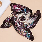 abordables Châles et étoles femme-Foulard Carré Femmes Rue Quotidien Date Vin Bleu Écharpe Imprimé Fleur