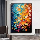 economico Quadri fiori/botanica-dipinto a olio fatto a mano su tela, decorazione da parete, cerchio colorato astratto per la decorazione della casa, dipinto appeso su telaio teso/dipinto arrotolato senza cornice