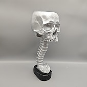 cheap Halloween Hanging &amp; Tabletop Decorations-Halloween Skull Planter &amp; Spine Stand, Resin Skull Head Flower Succulent Cactus Planter Pots,or Home Office Desk Decorations Halloween Scene Statue Sculpture Decorations
