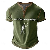 abordables Mots drôles-T-Shirt Graphique Amusant pour Hommes Cyclisme à Manches Courtes Henley avec Imprimé &quot;Pas de Vélo Aujourd&#039;hui&quot;