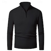 preiswerte Herrenpullover-Herren Pullover Pullover mit Viertelreißverschluss Strickpullover Zopfmuster Stricken Normale Oberteile Gestrickt Einfach Viertelreißverschluss Mode Lässig Urlaub Alltagskleidung Bekleidung Herbst