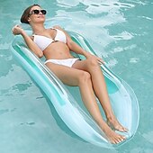 abordables Actividad al Aire Libre-Tumbona inflable con doble bolsa de aire y degradado de color, cama flotante de red con reposabrazos, silla de red para fiestas acuáticas.
