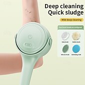abordables Appareils électroménagers-Brosse de bain électrique rotative en silicone à long manche, brosse de nettoyage pour le corps avec 4 têtes de brosse