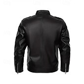 ieftine Geacă din piele artificială-Bărbați Δερμάτινα μπουφάν Geaca de motociclist Geaca de motociclete Vacanță Zilnic Rezistent la Vânt Cald Buzunar Toamnă Iarnă Simplu Modă Clasic Guler de stand Regulat Negru Jachete