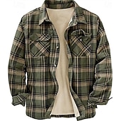 economico camicie di flanella-Per uomo Plaid Camicia di flanella Sopracamicia Manica Lunga Camicia Collo ripiegato Streetwear Quotidiano Stampa Giallo Chiaro Rosso+Grigio+Nero Nero + grigio scuro + blu navy Blu Arancione Bottonato